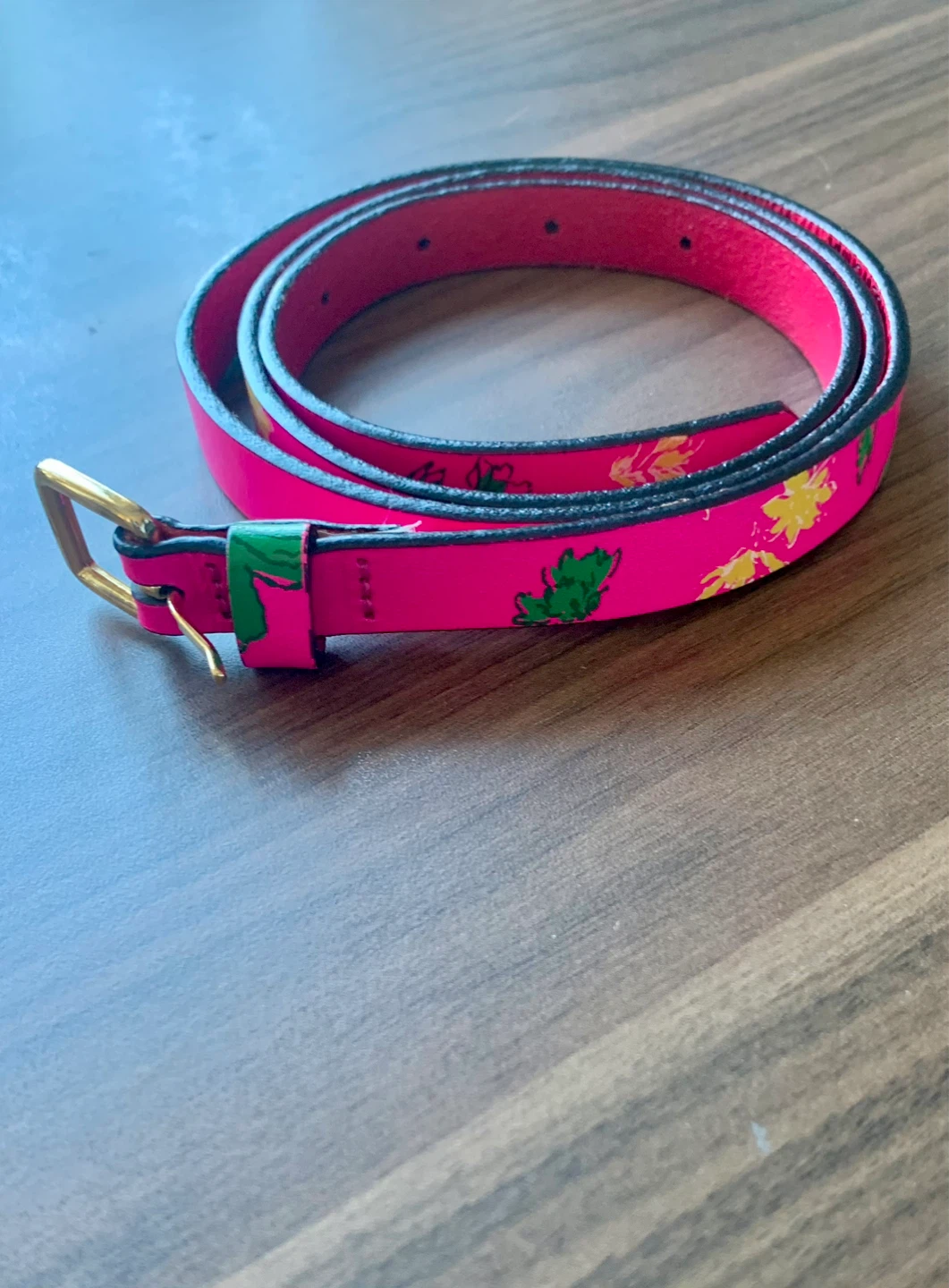 Gap Women's M/M Pink Floral Genuine Leather Belt