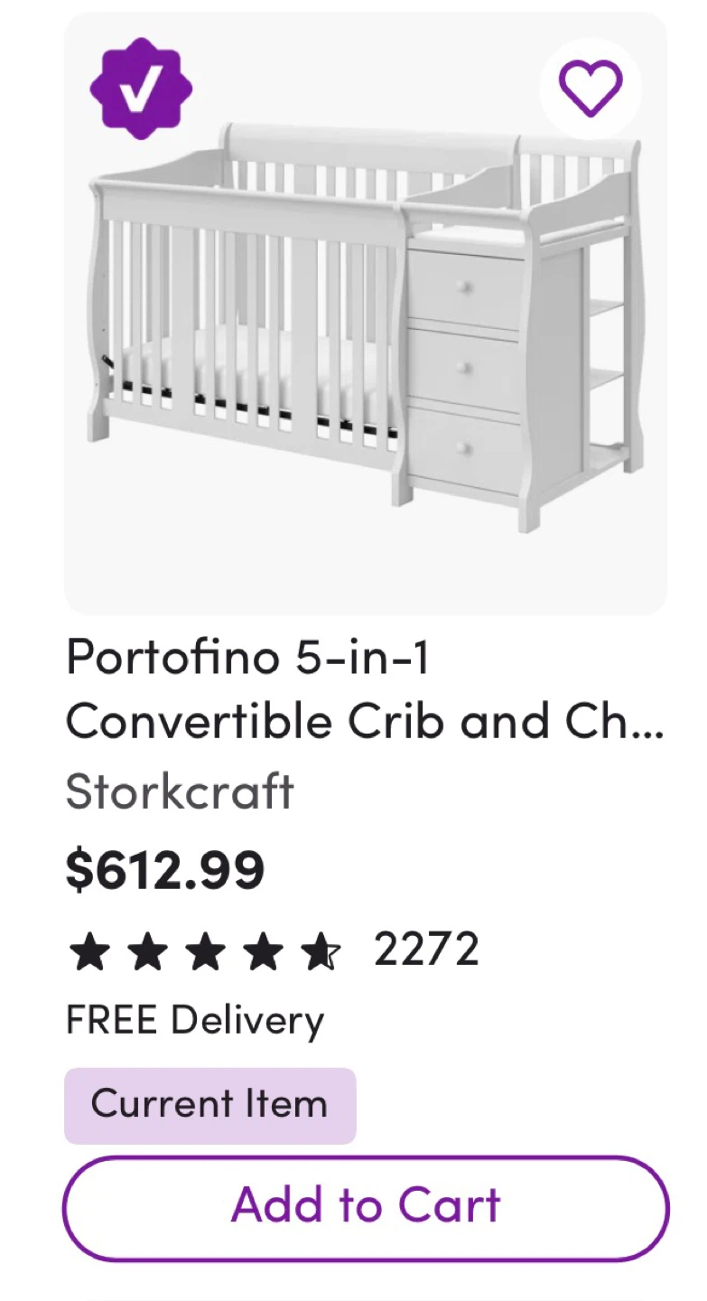Storkcraft Portofino 5-in-1 Convertible Crib and Changer