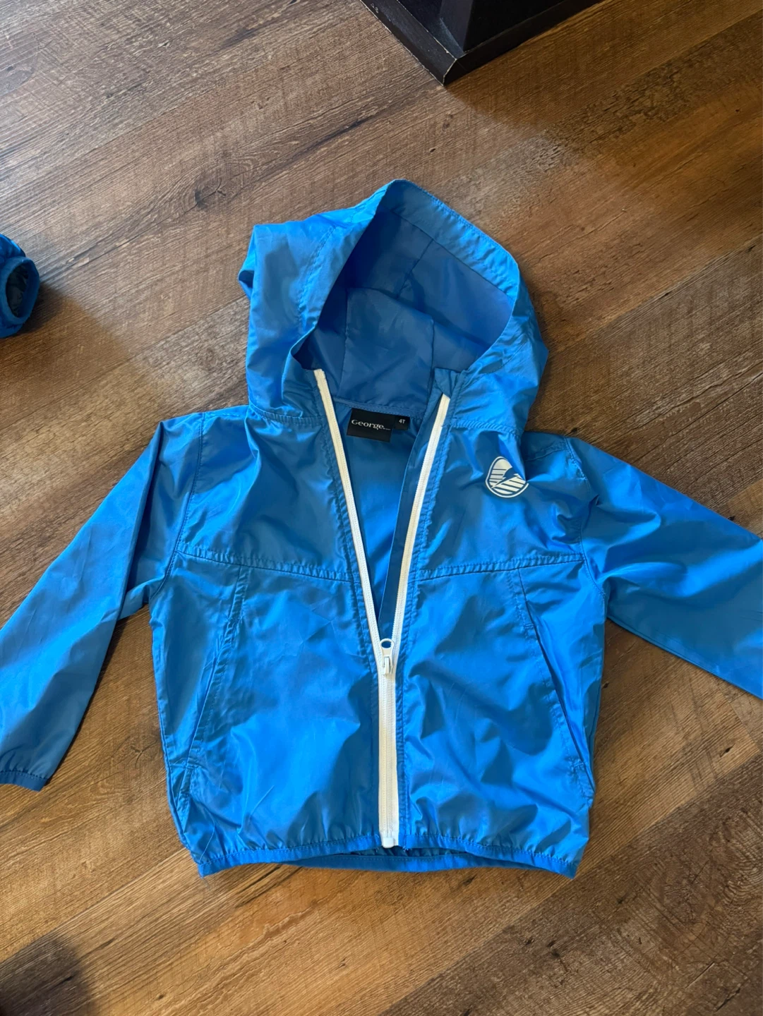 George Boys Blue Hooded Windbreaker Jacket Size 4T