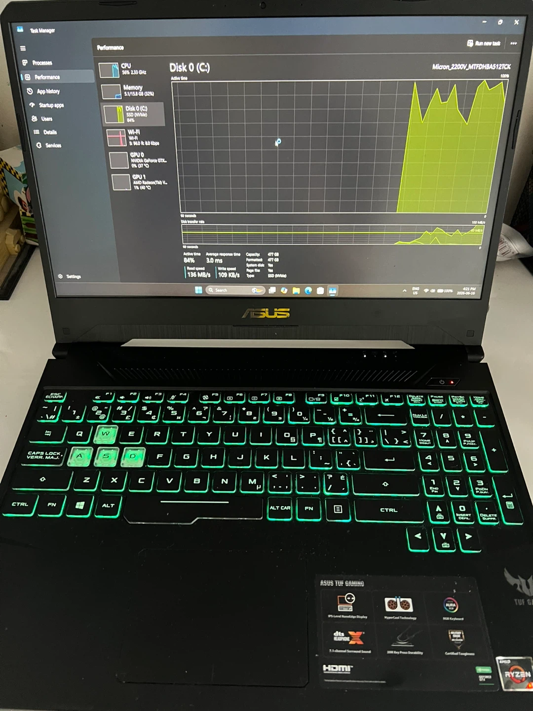 ASUS TUF Gaming FX505D Laptop+ free 312gb hdd - photo 2