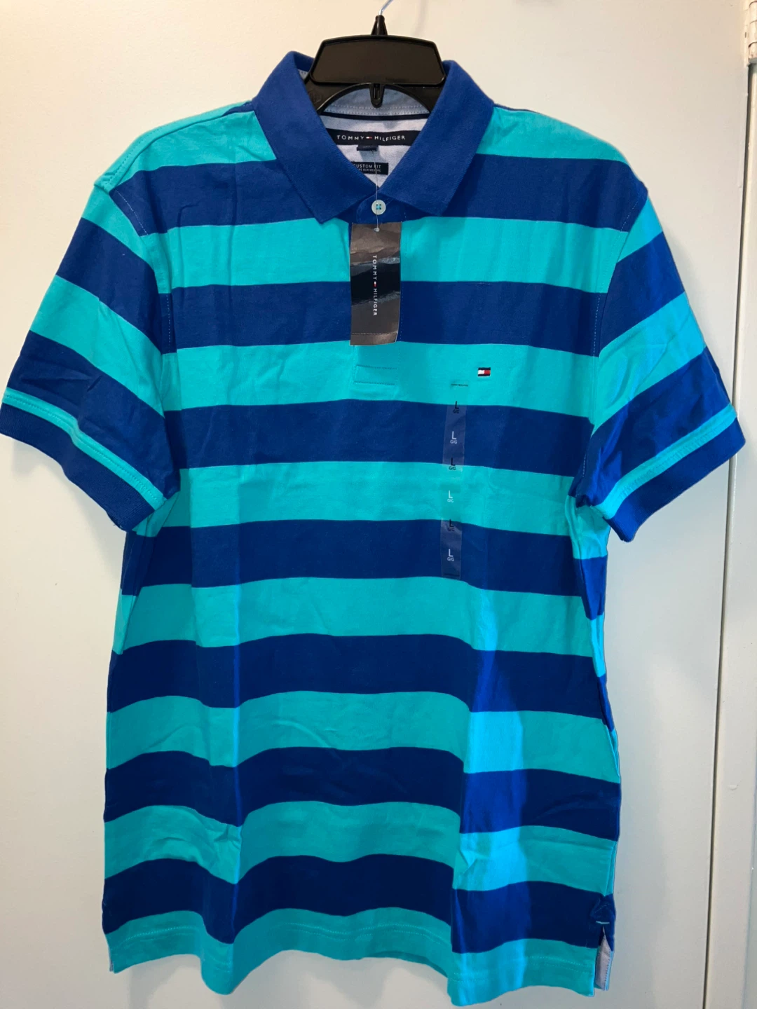 Tommy Hilfiger Custom Fit Striped Polo Shirt - Size L