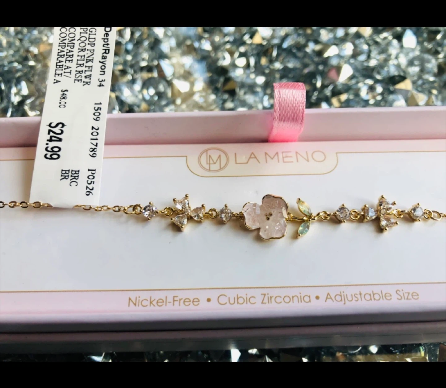 ⚽️ LA MENO Flower Bracelet - Cubic Zirconia, Nickel-Free - photo 2