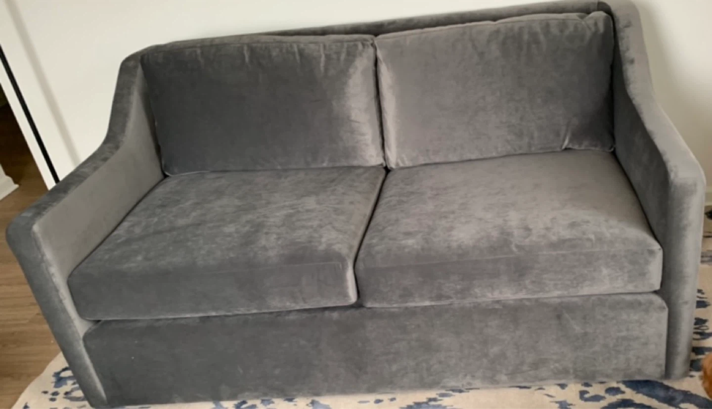 Crate and Barrel Grey Velvet Sofa - photo 2