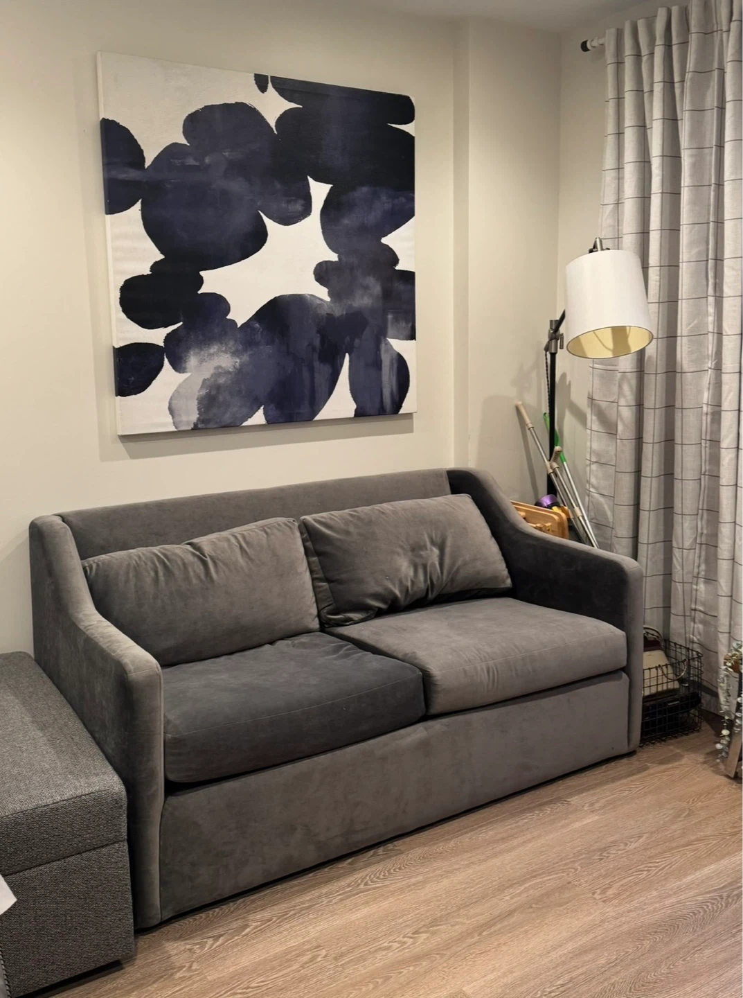 Crate and Barrel Grey Velvet Sofa - photo 3