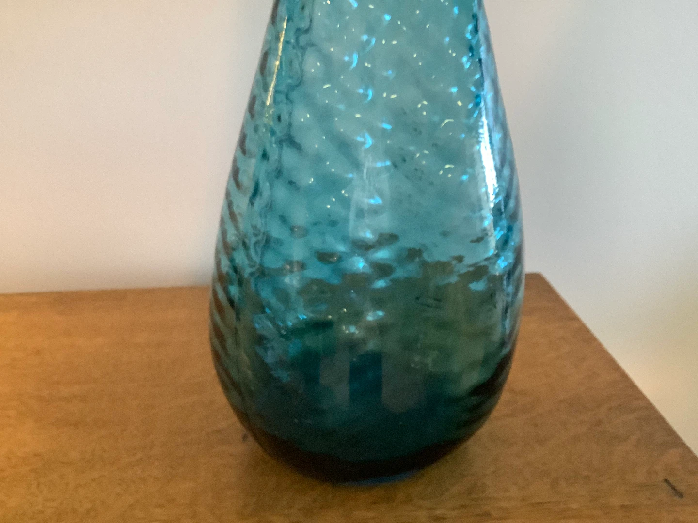 Lg Exquisite Vtg Teal Blue Italian Empoli Genie Glass Bottle 🐞 - photo 2