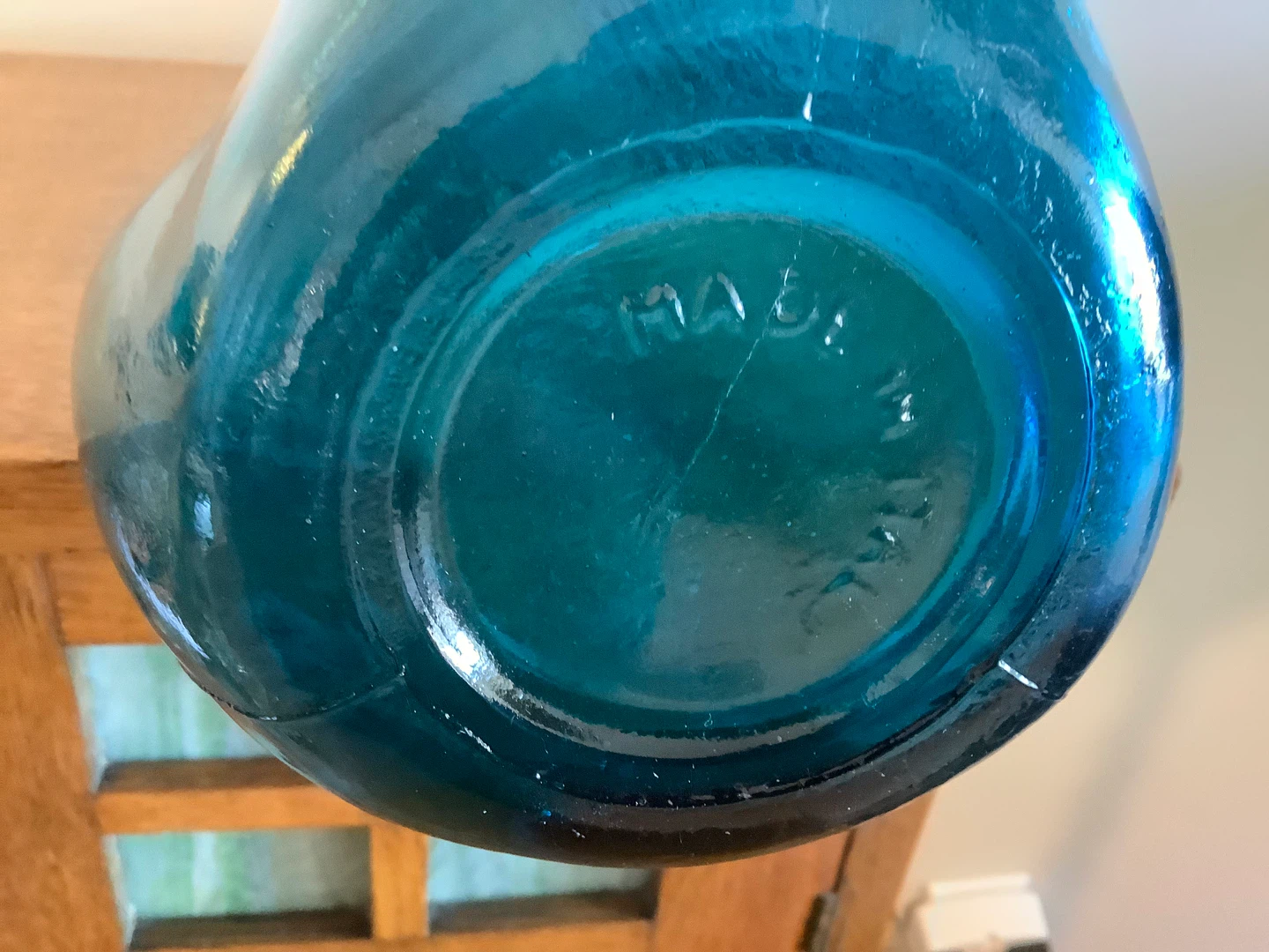 Lg Exquisite Vtg Teal Blue Italian Empoli Genie Glass Bottle 🐞 - photo 5