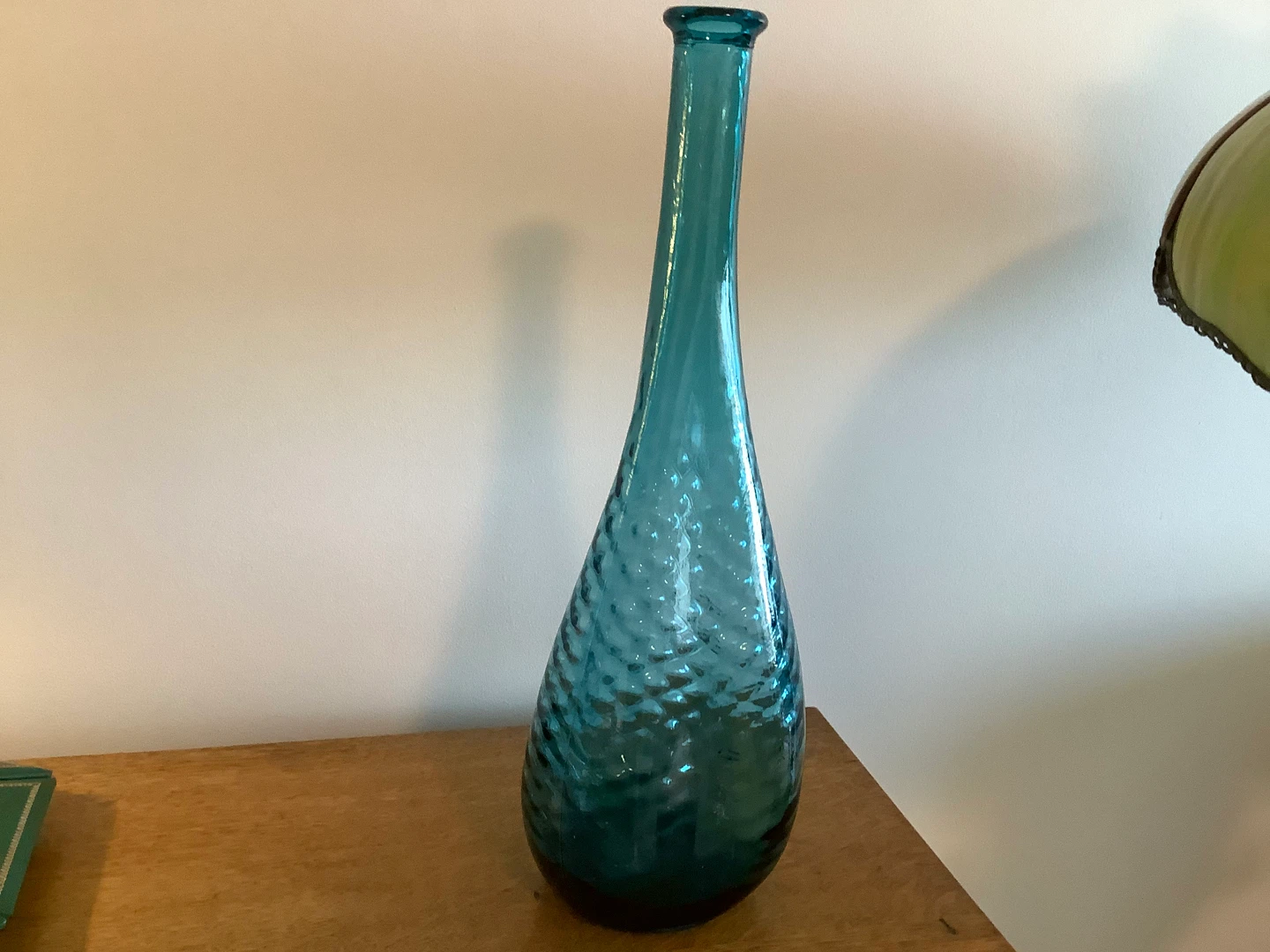 Lg Exquisite Vtg Teal Blue Italian Empoli Genie Glass Bottle 🐞 - photo 3