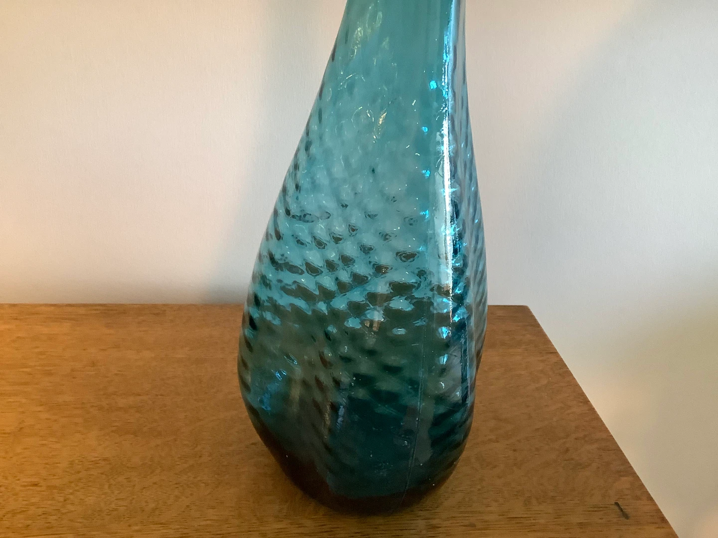 Lg Exquisite Vtg Teal Blue Italian Empoli Genie Glass Bottle 🐞 - photo 4