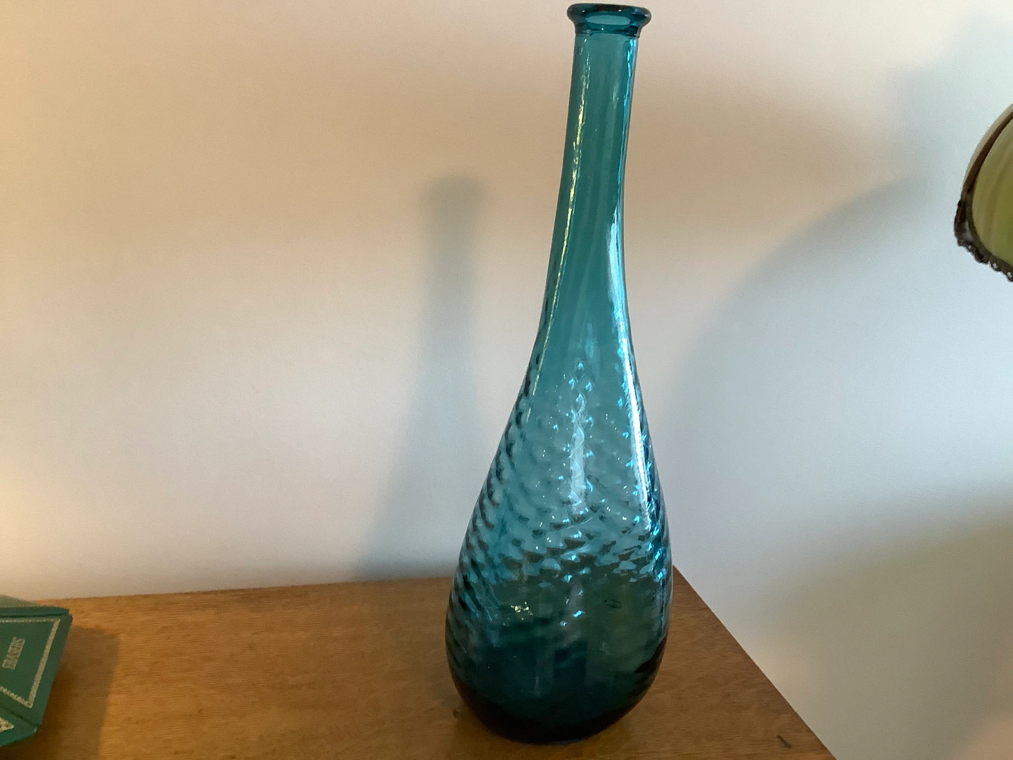 Lg Exquisite Vtg Teal Blue Italian Empoli Genie Glass Bottle 🐞
