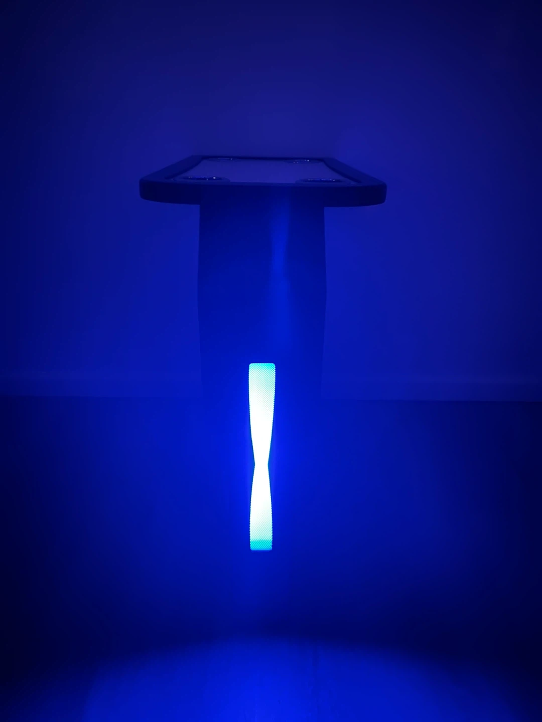 Black and White Side Table with 4 Cup Holders and Blue LED Light - photo 4
