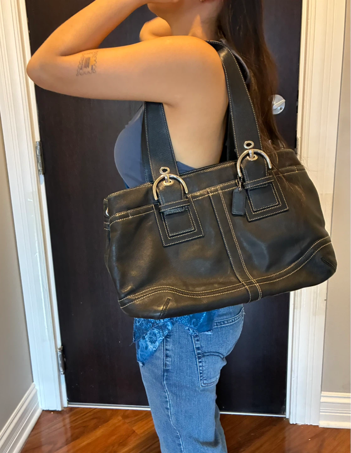 Coach Black Leather Shoulder Bag