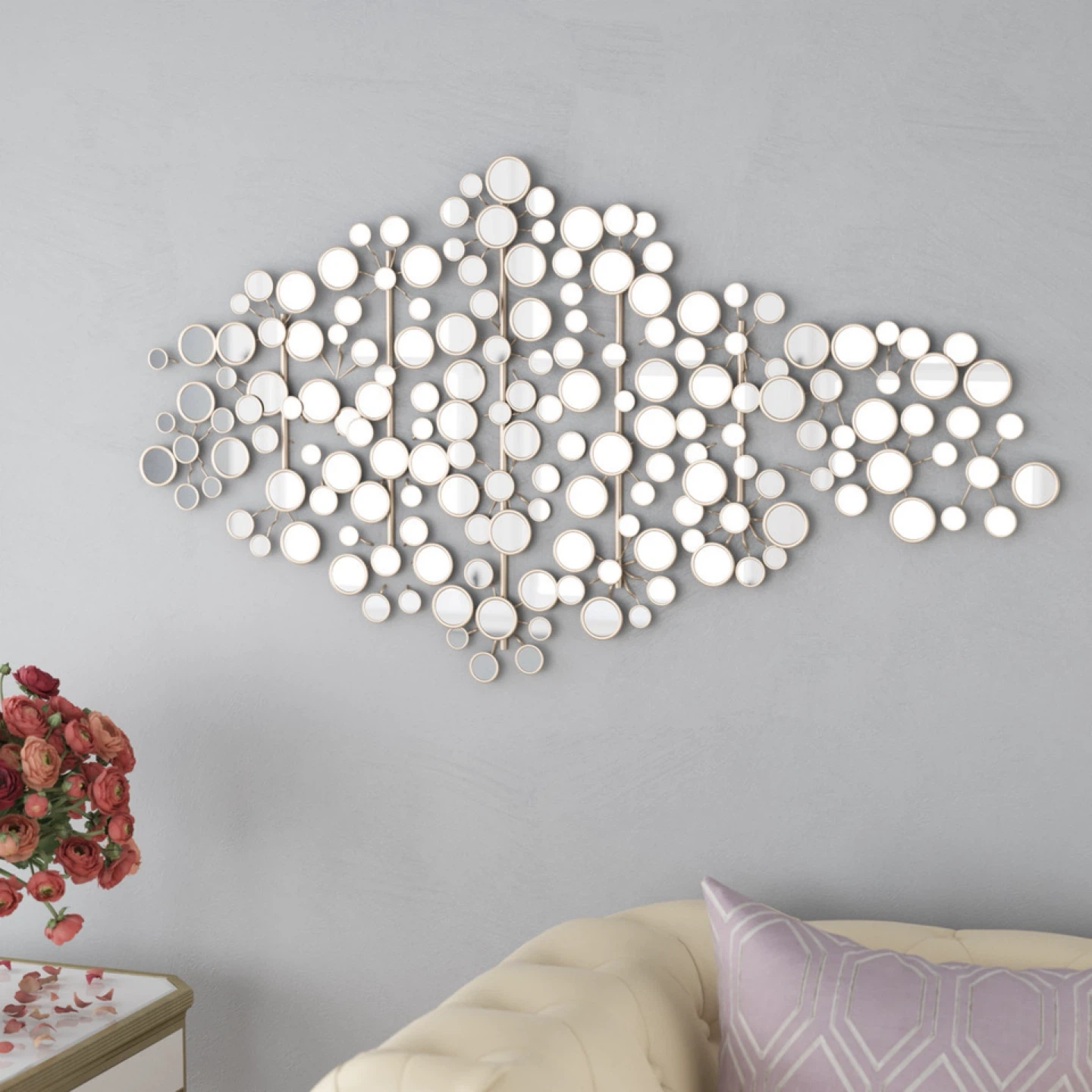 Circular Mirrored Abstract Wall Decor on Metal - photo 2