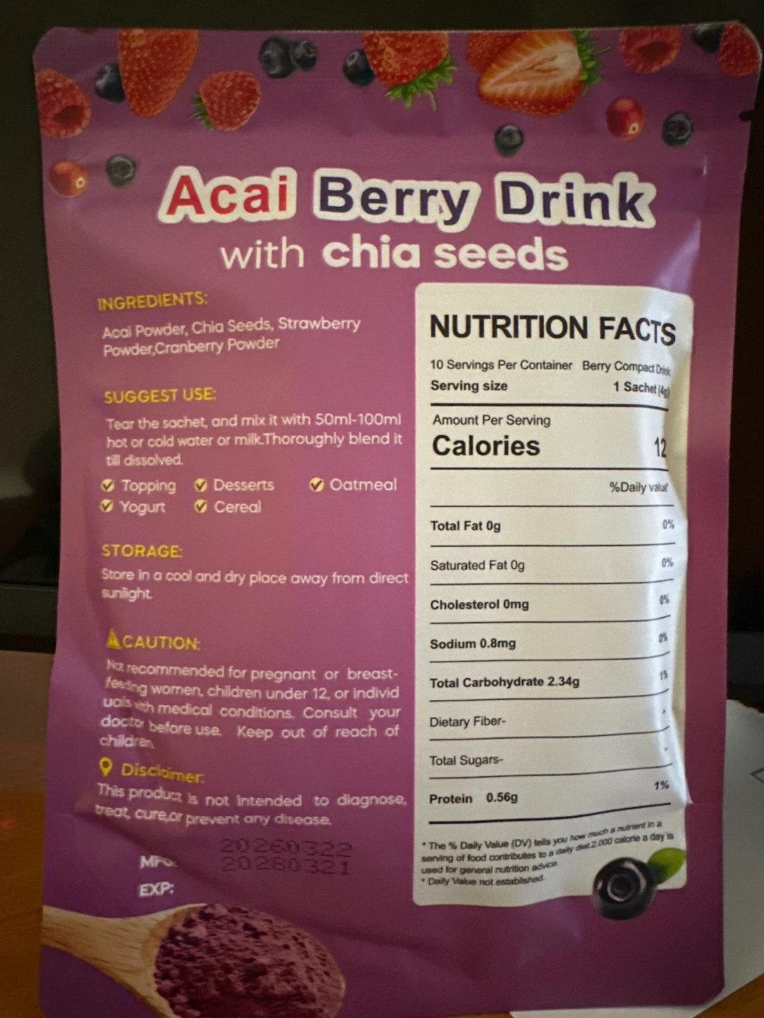 ⚽️ FITGUM Acai Berry Drink with Chia Seeds Mix - photo 2
