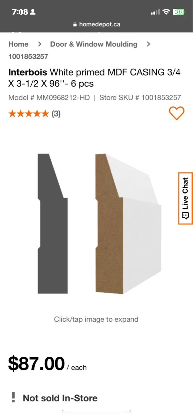 Interbois White Primed MDF Casing 3/4 X 3-1/2 X 96" - 6 pcs - photo 3
