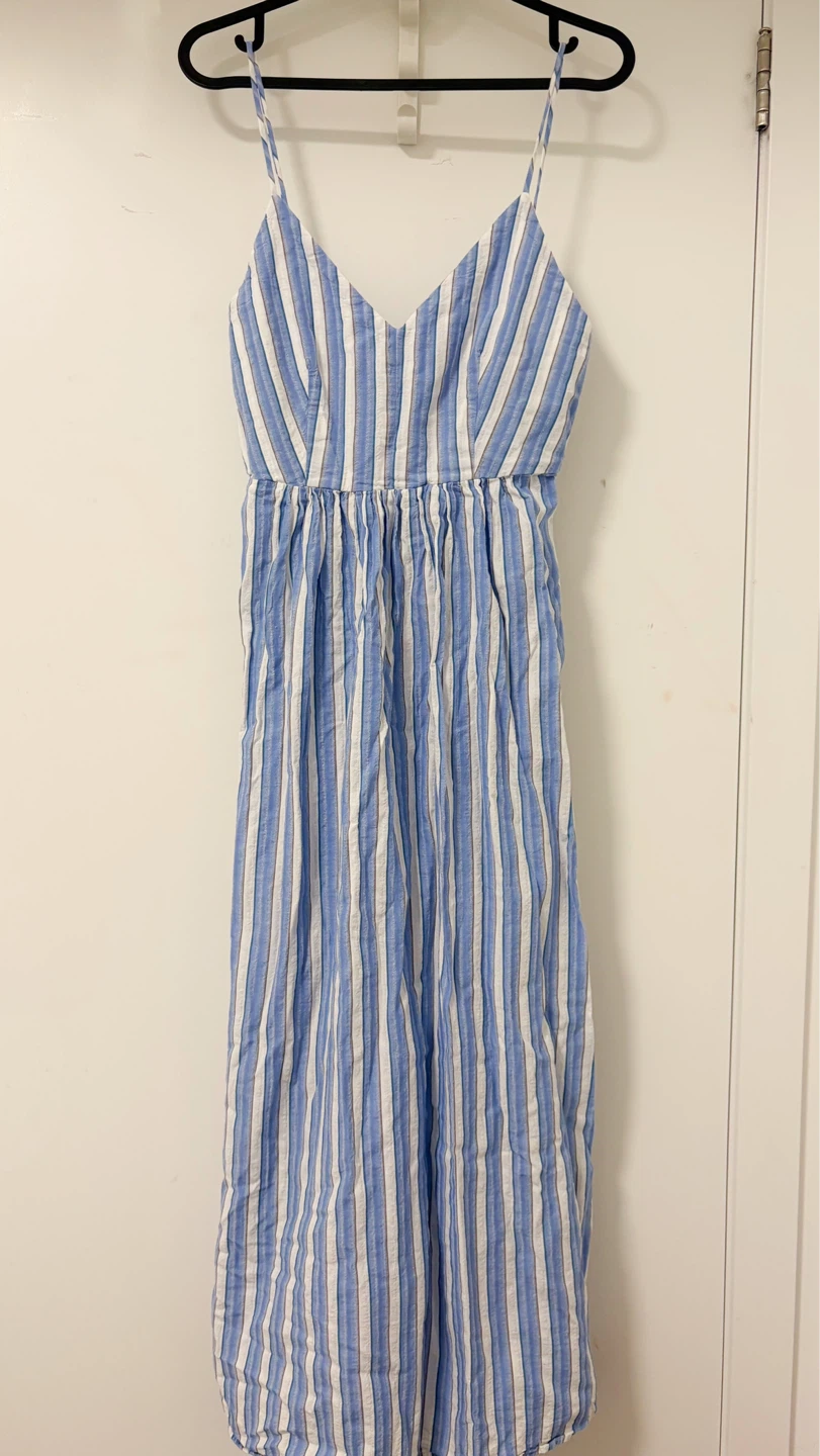 Mango Blue and White Striped Sundress