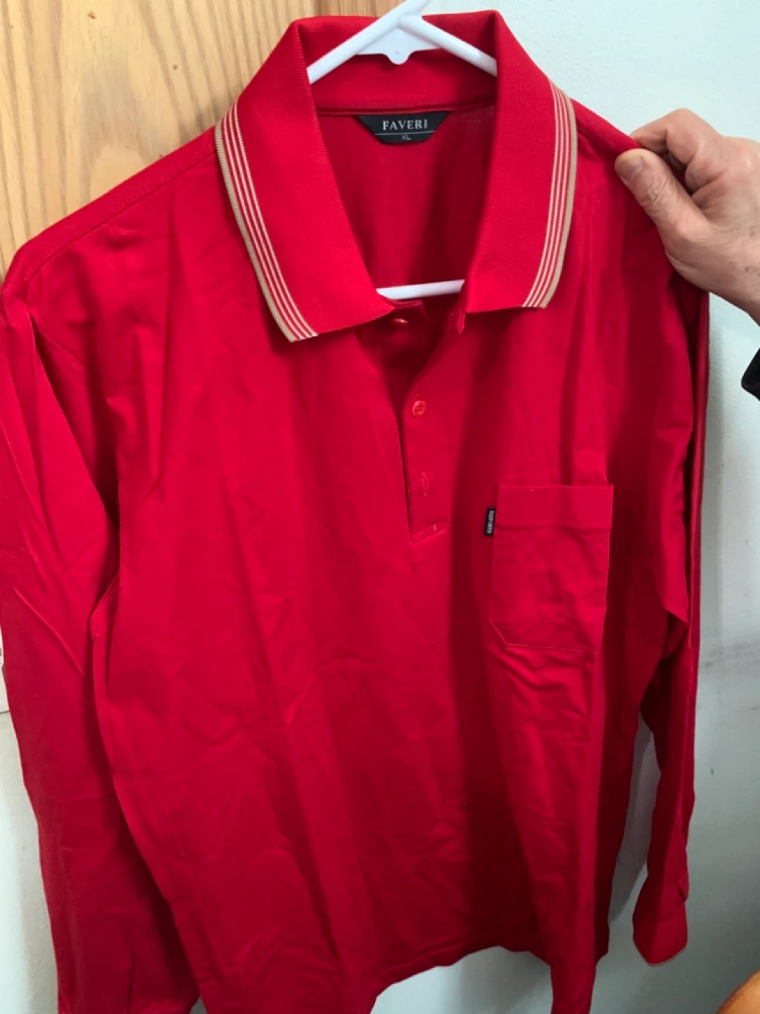 FAVERI Red Long Sleeve Polo Shirt XL ⚽
