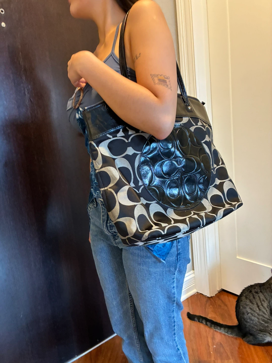 Coach Canvas Monogram Tote Bag