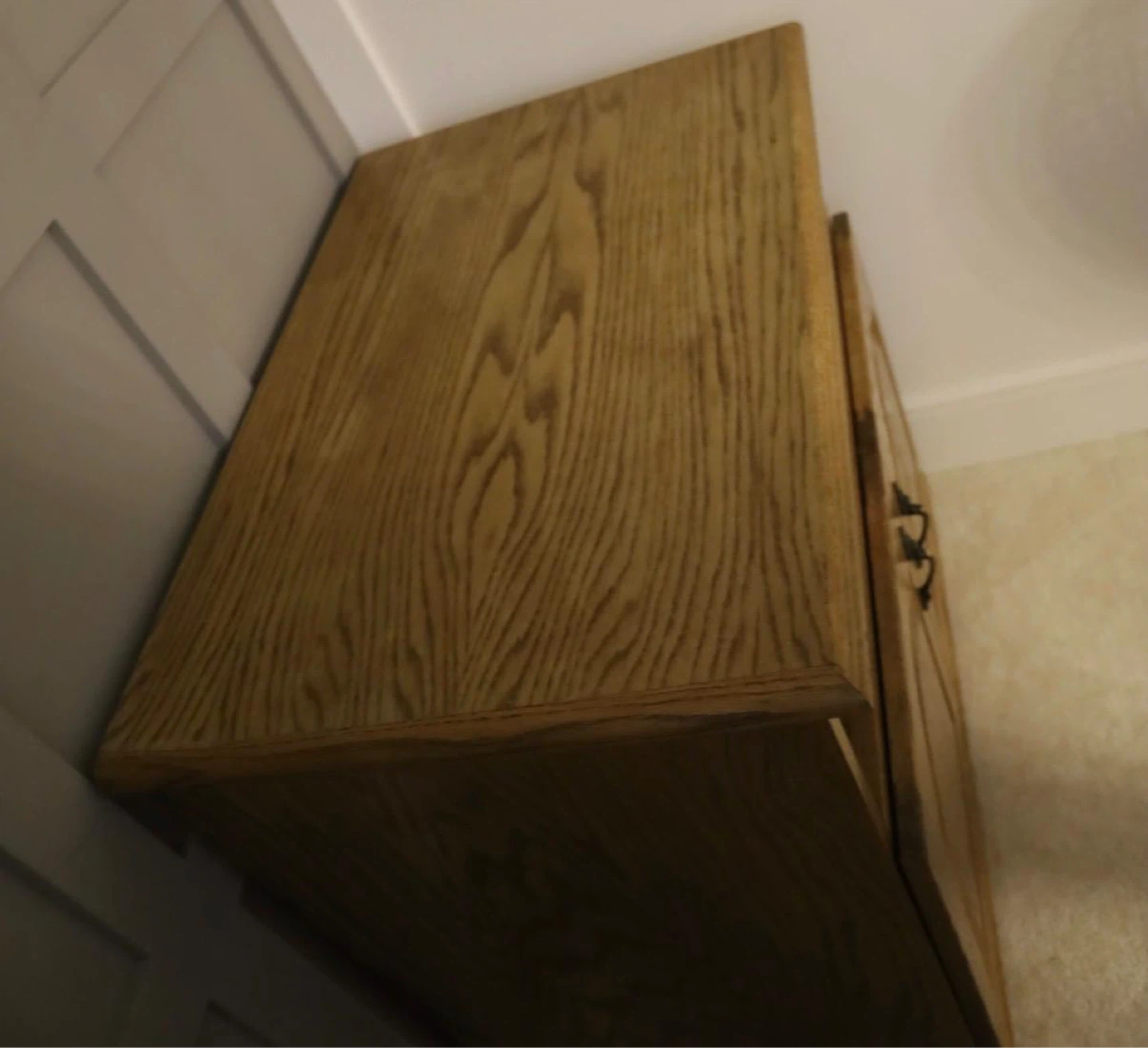Oak TV Stand with Cabinet - photo 2