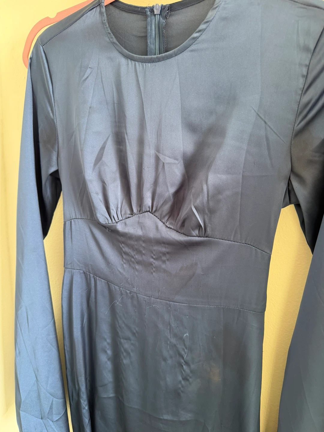 Navy Blue Satin Maxi Dress - photo 2