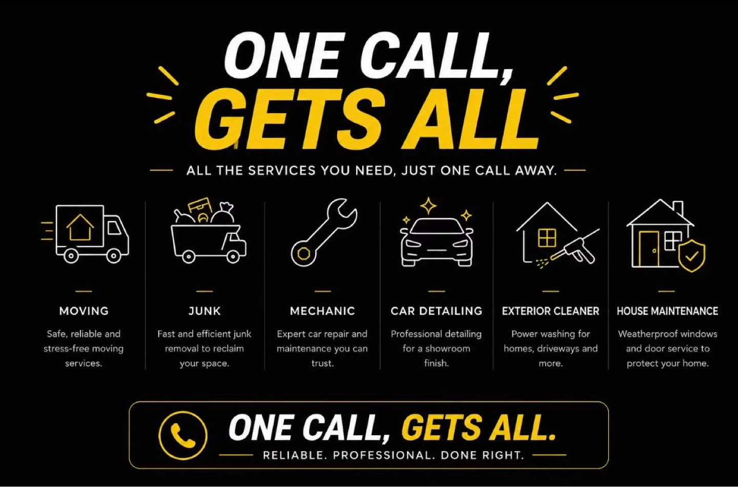ONE CALL GETS IT ALL 🚛🛠️🏠