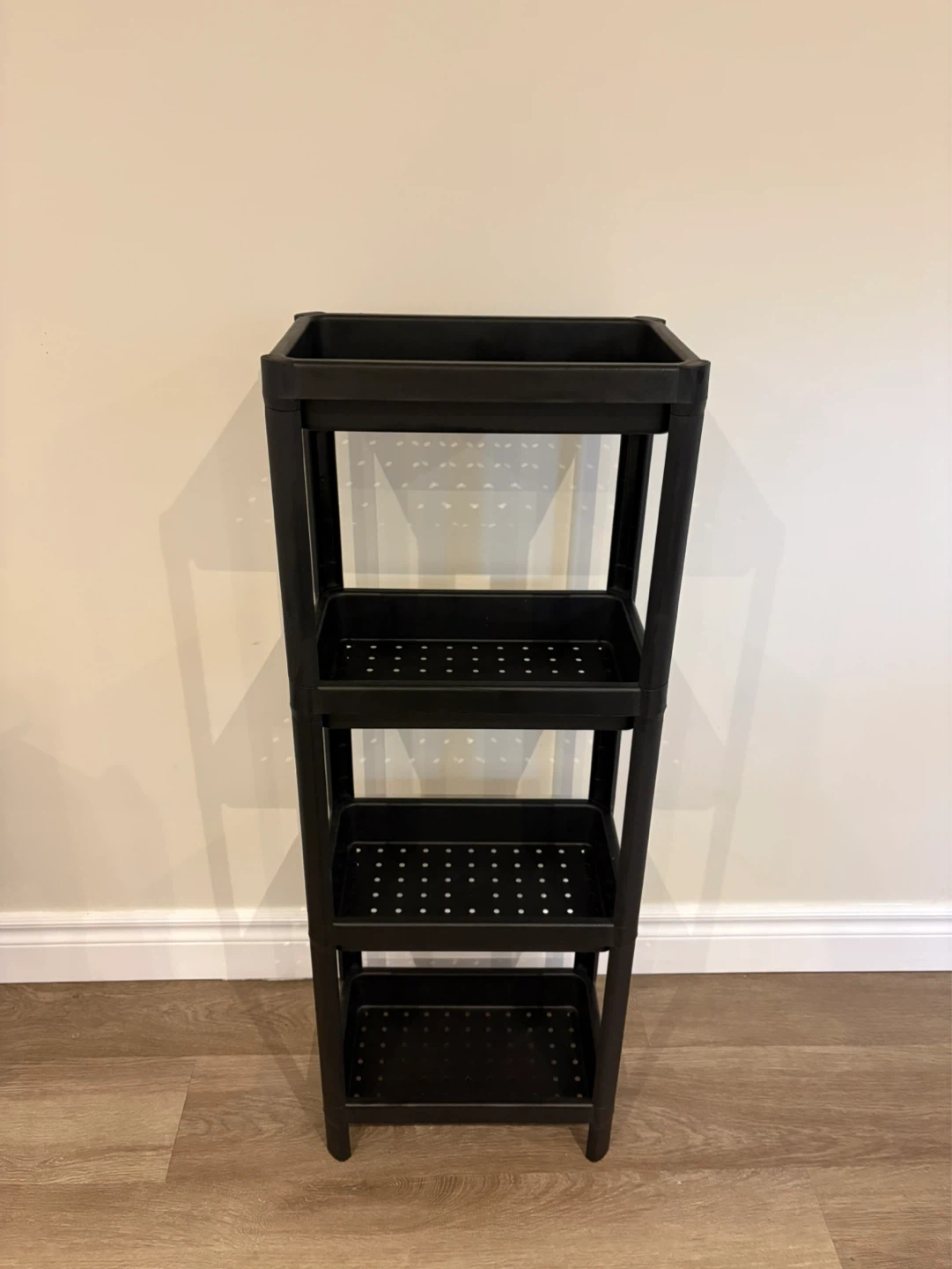 Black 4-Tier Plastic Shelf Unit - photo 2