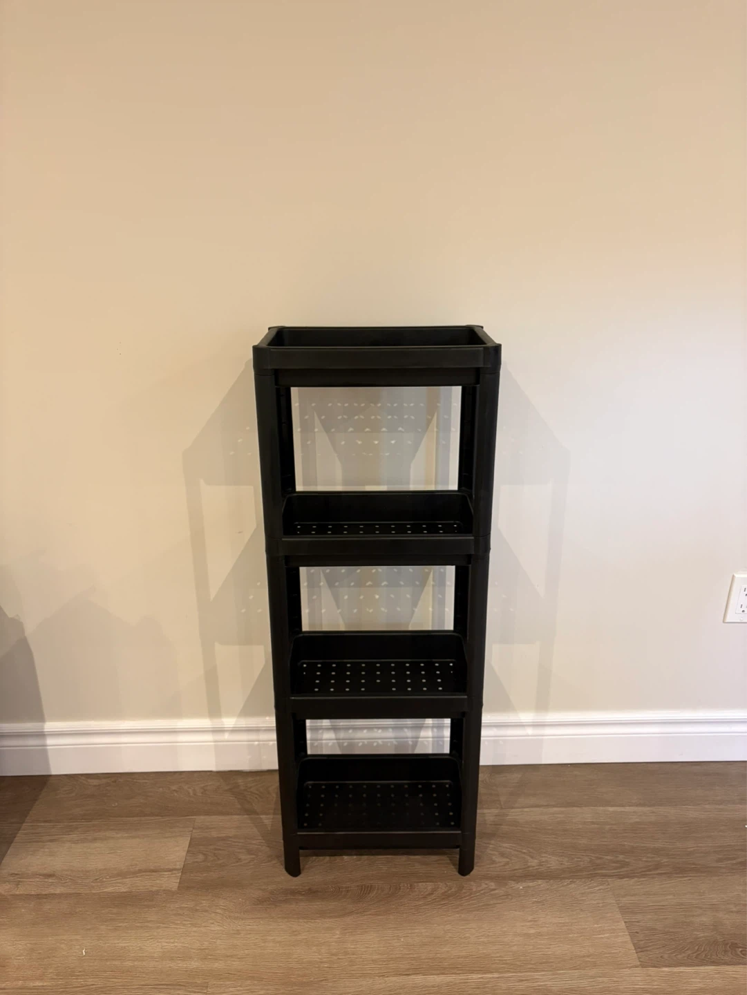 Black 4-Tier Plastic Shelf Unit