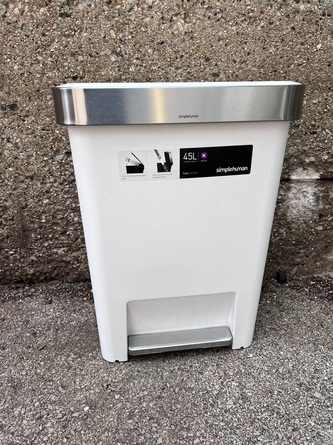 simplehuman 45L Stainless Steel Step Trash Can