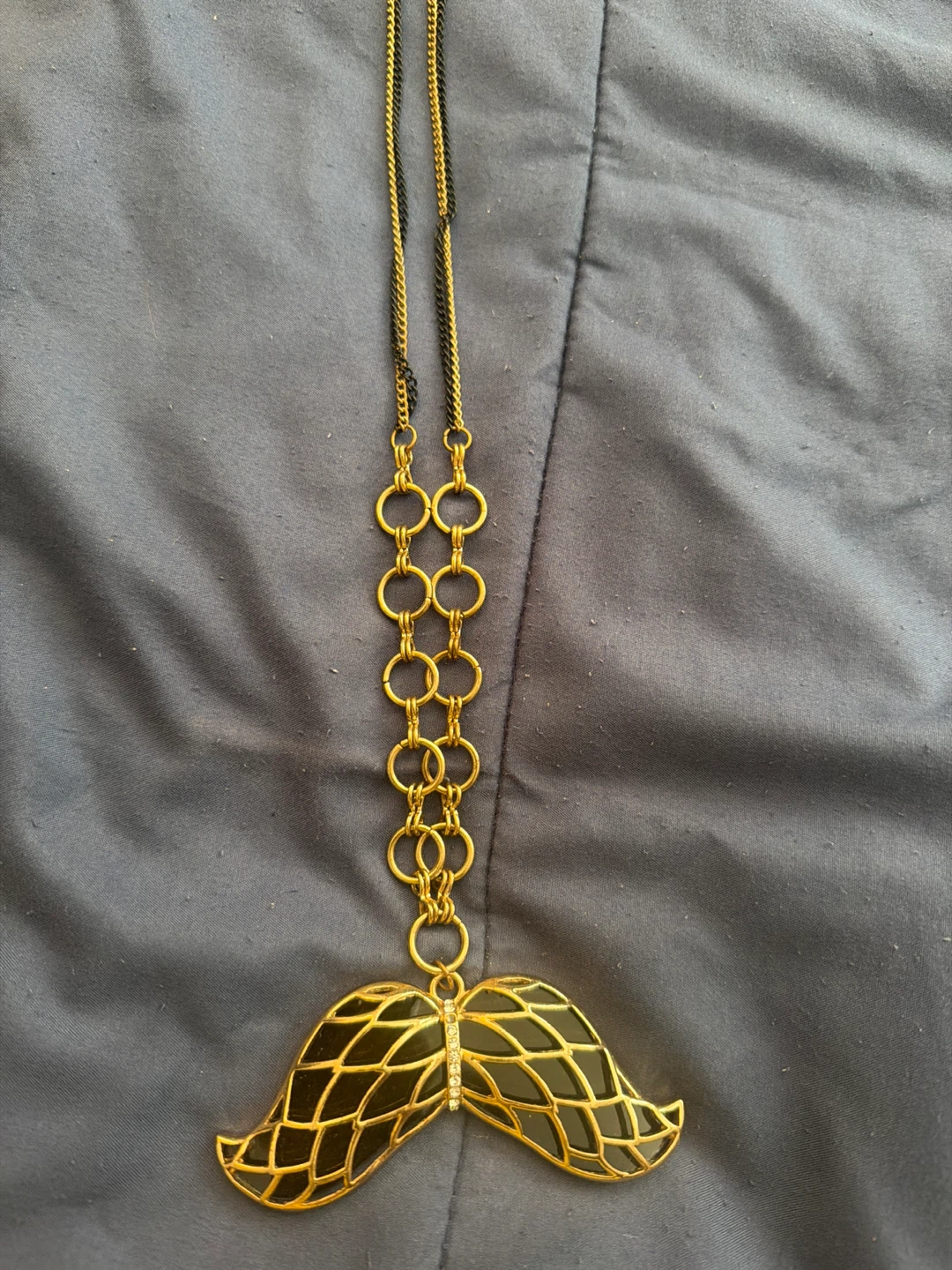 ⚽ Gold and Black Moustache Pendant Necklace