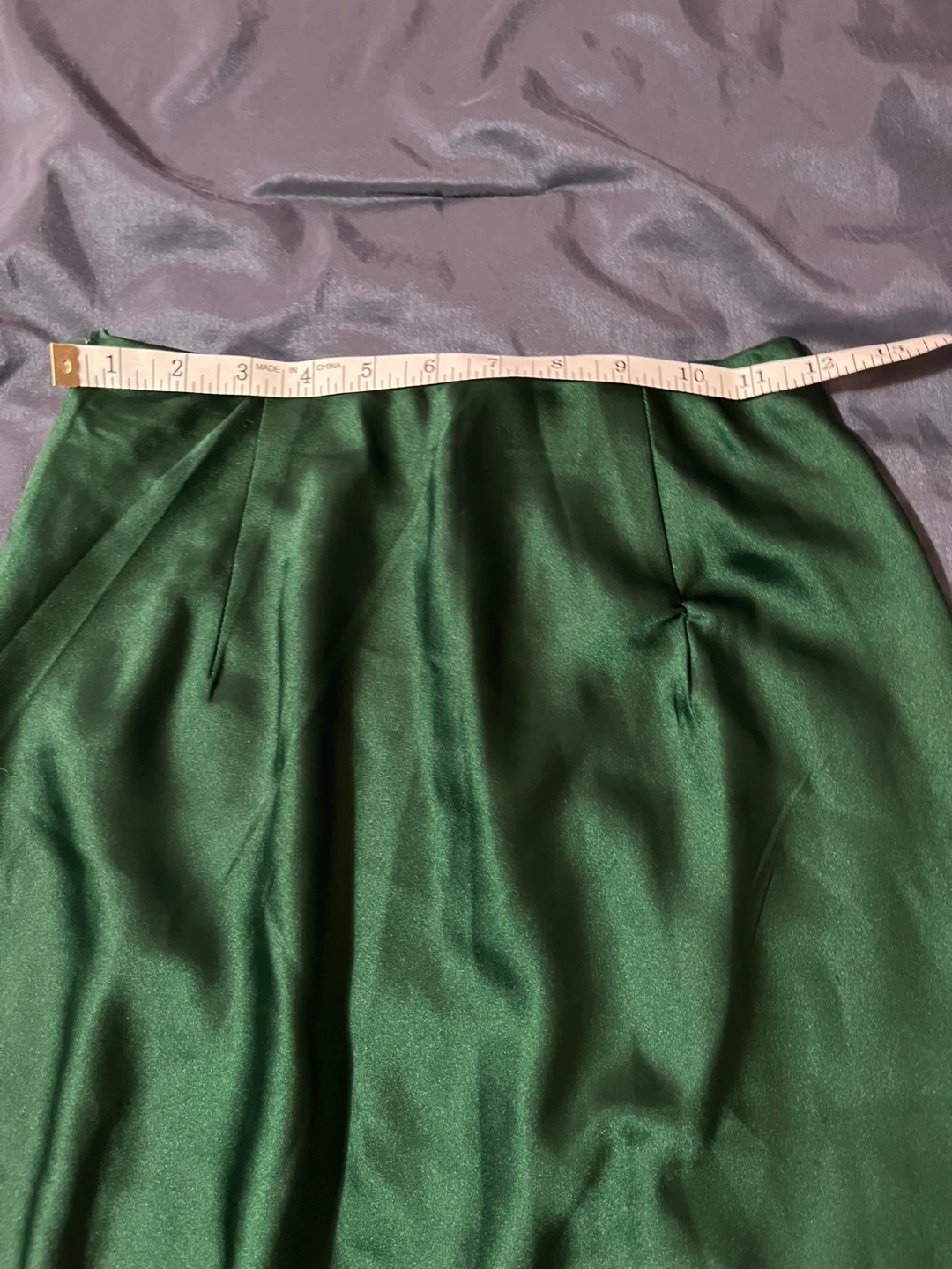 XS size Emerald Green Satin Midi Skirt - photo 5