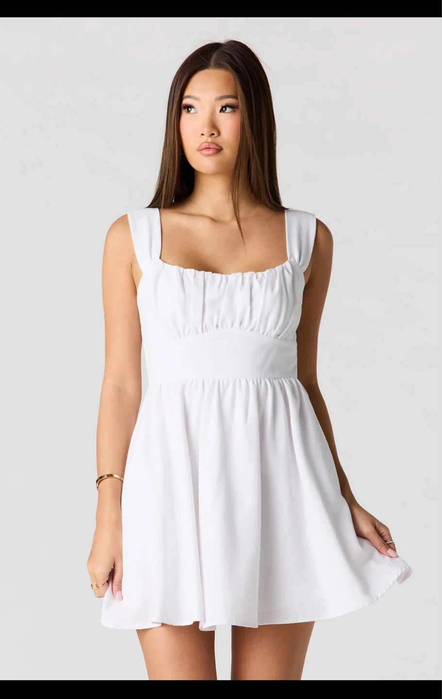 White Fit & Flare Dress with Bow Tie Back