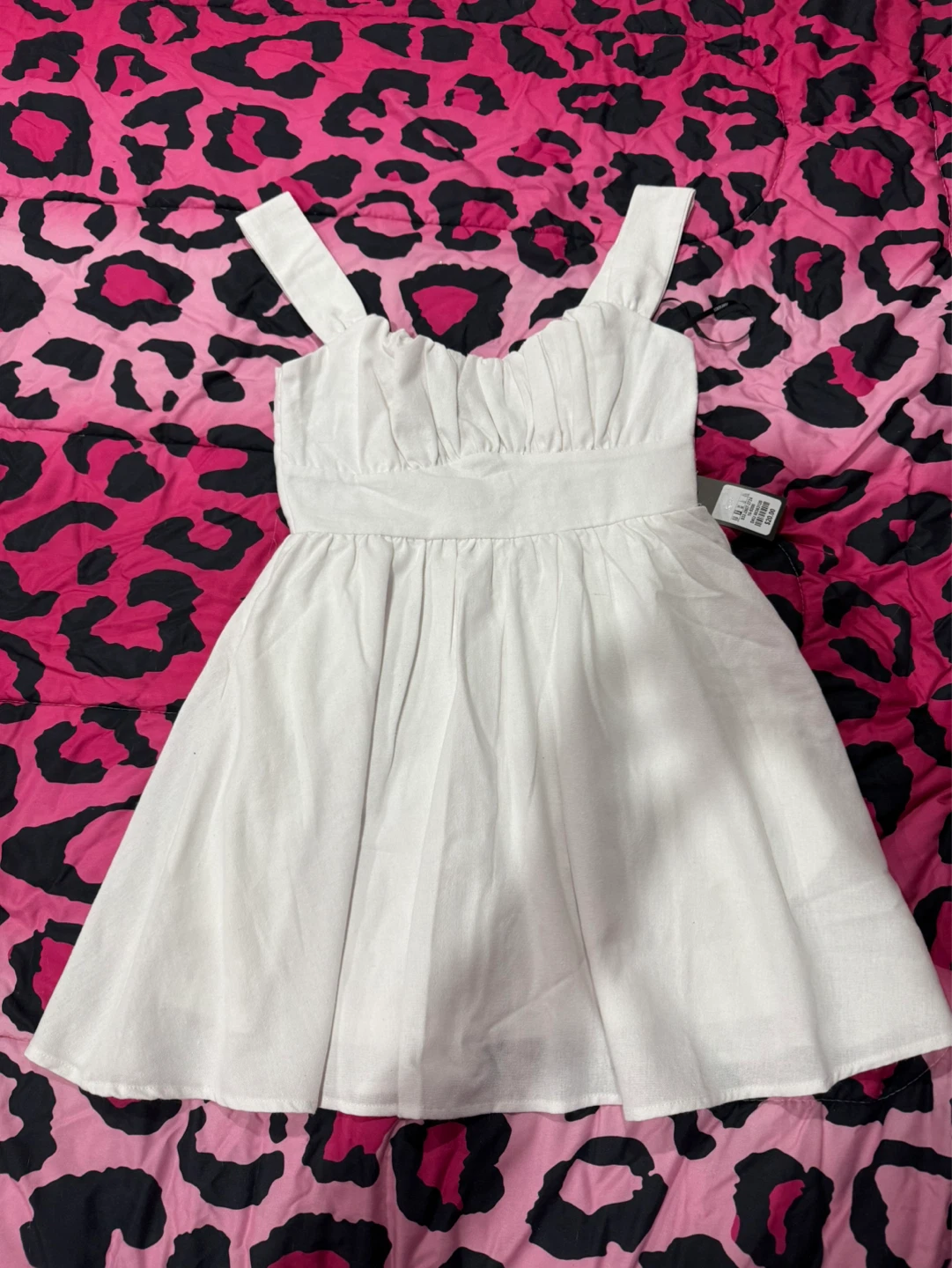 White Fit & Flare Dress with Bow Tie Back - photo 3