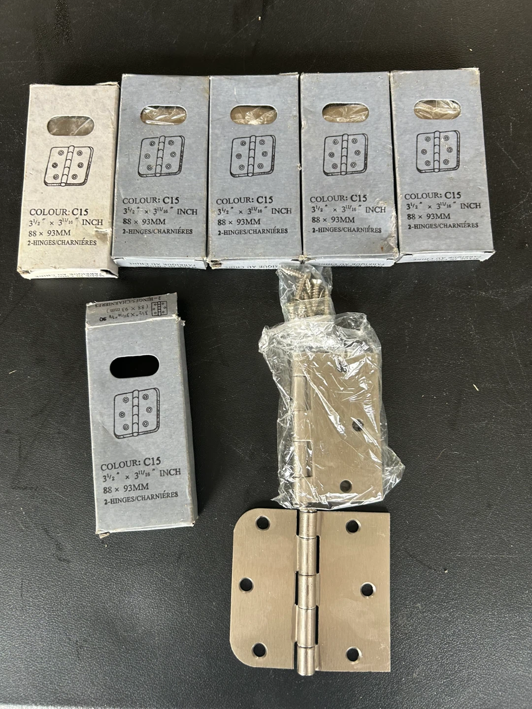 Set of 12 Satin Nickel Door Hinges 3.5" x 3 11/16" - photo 4