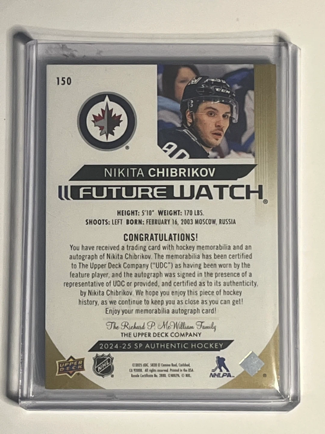 Nikita Chibrikov Future Watch Autograph Hockey Card - photo 2
