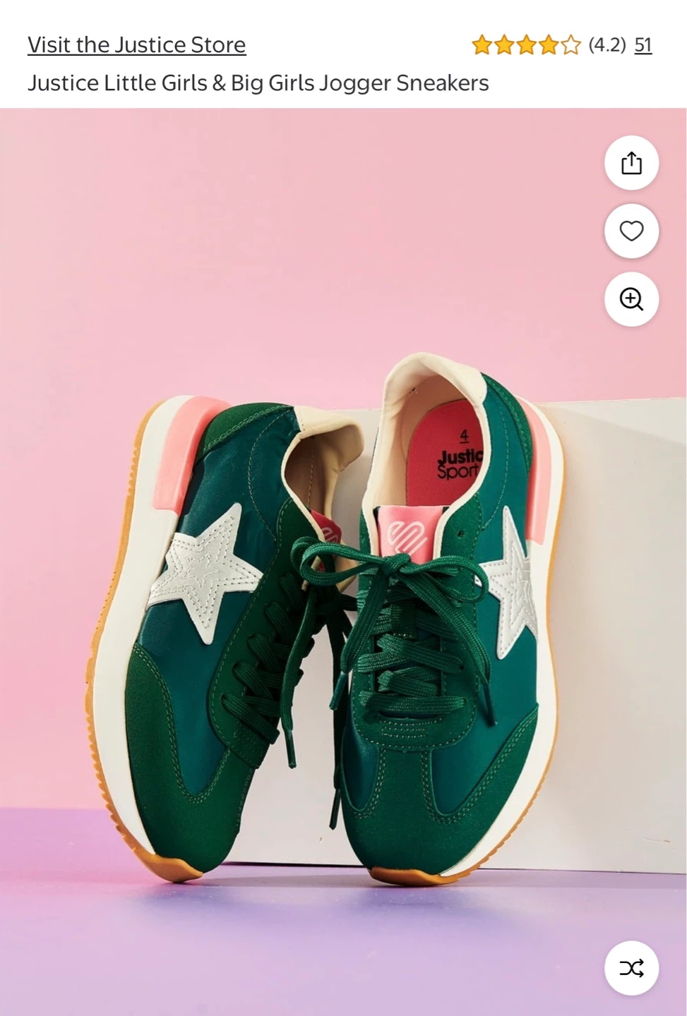 Justice Big Girls Jogger Sneakers- size 5⚽️