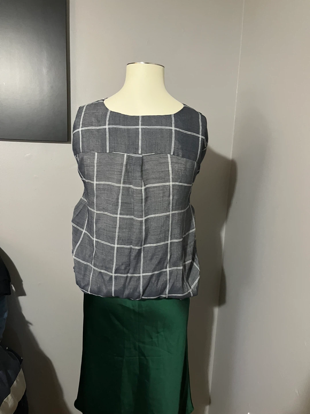 Size 14 Women's Grey Plaid Blouse - photo 5