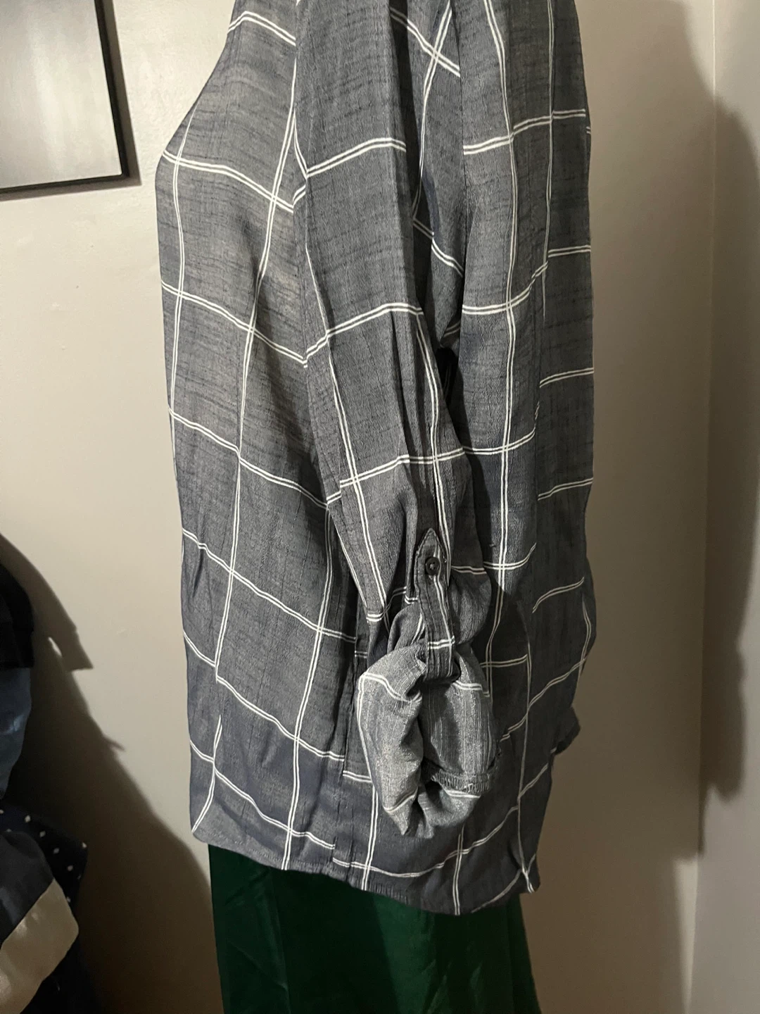 Size 14 Women's Grey Plaid Blouse - photo 3