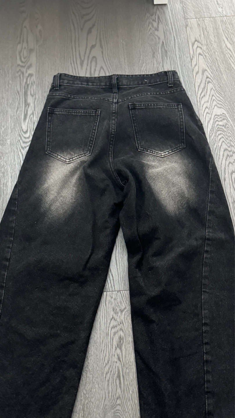 Petite black washed baggy jeans - photo 2