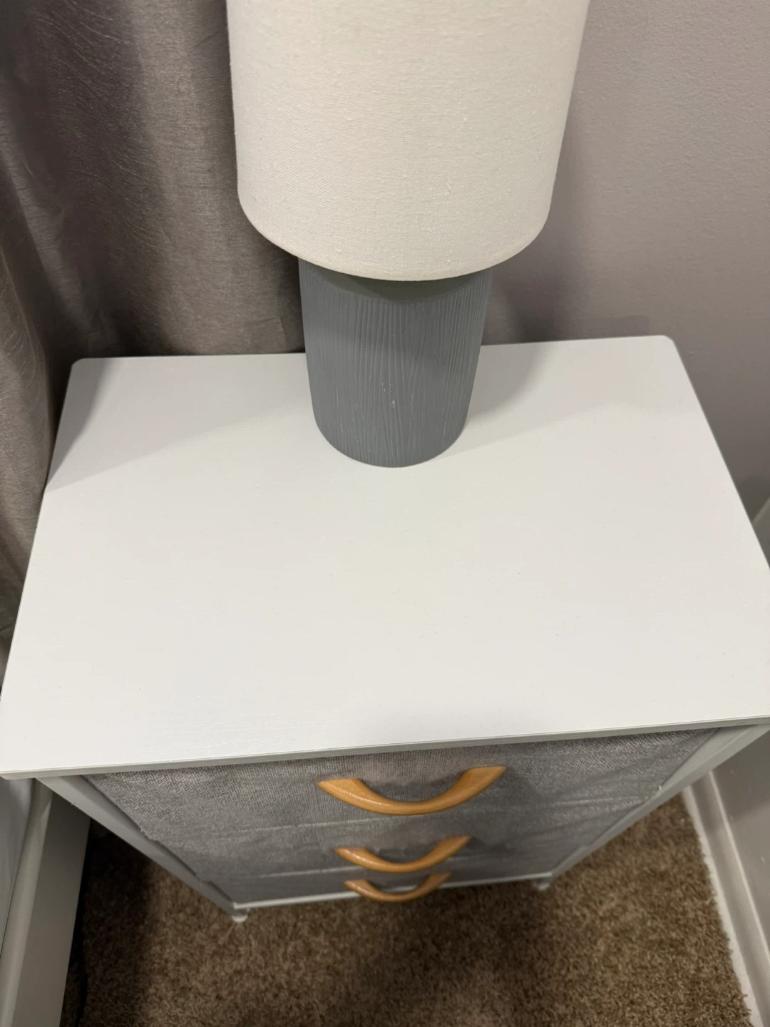 Full size bed frame with 3 Drawer Fabric Dresser Nightstand - photo 5
