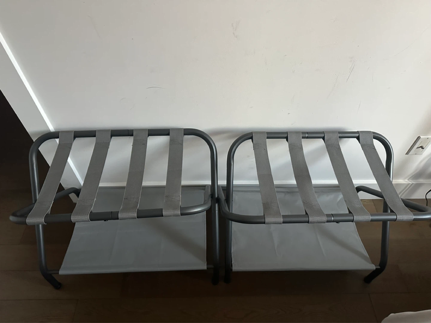 Set of 2 Grey Luggage Racks