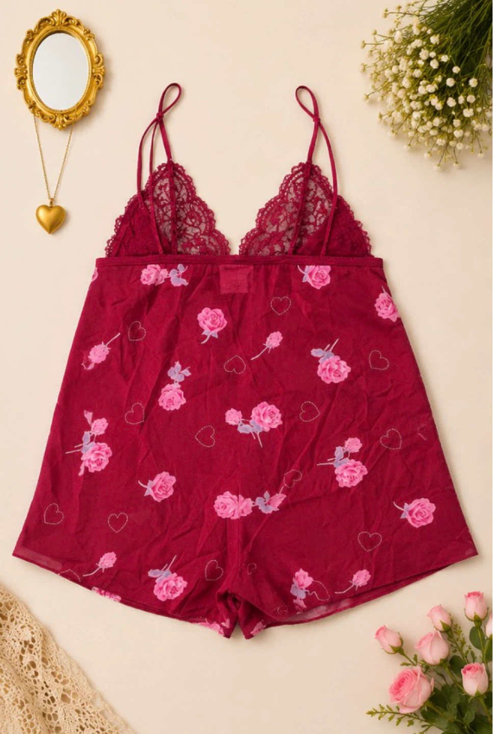 Jaclyn Smith Sleepwear Floral Lace Babydoll Set – XL - photo 2