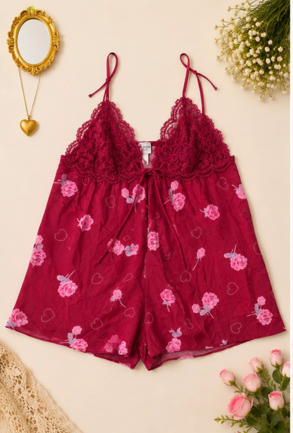 Jaclyn Smith Sleepwear Floral Lace Babydoll Set – XL