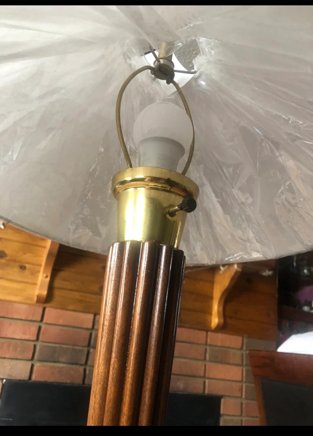 ⚽️ NEW Fluted Acacia Wood & Marble Table Lamp - photo 3