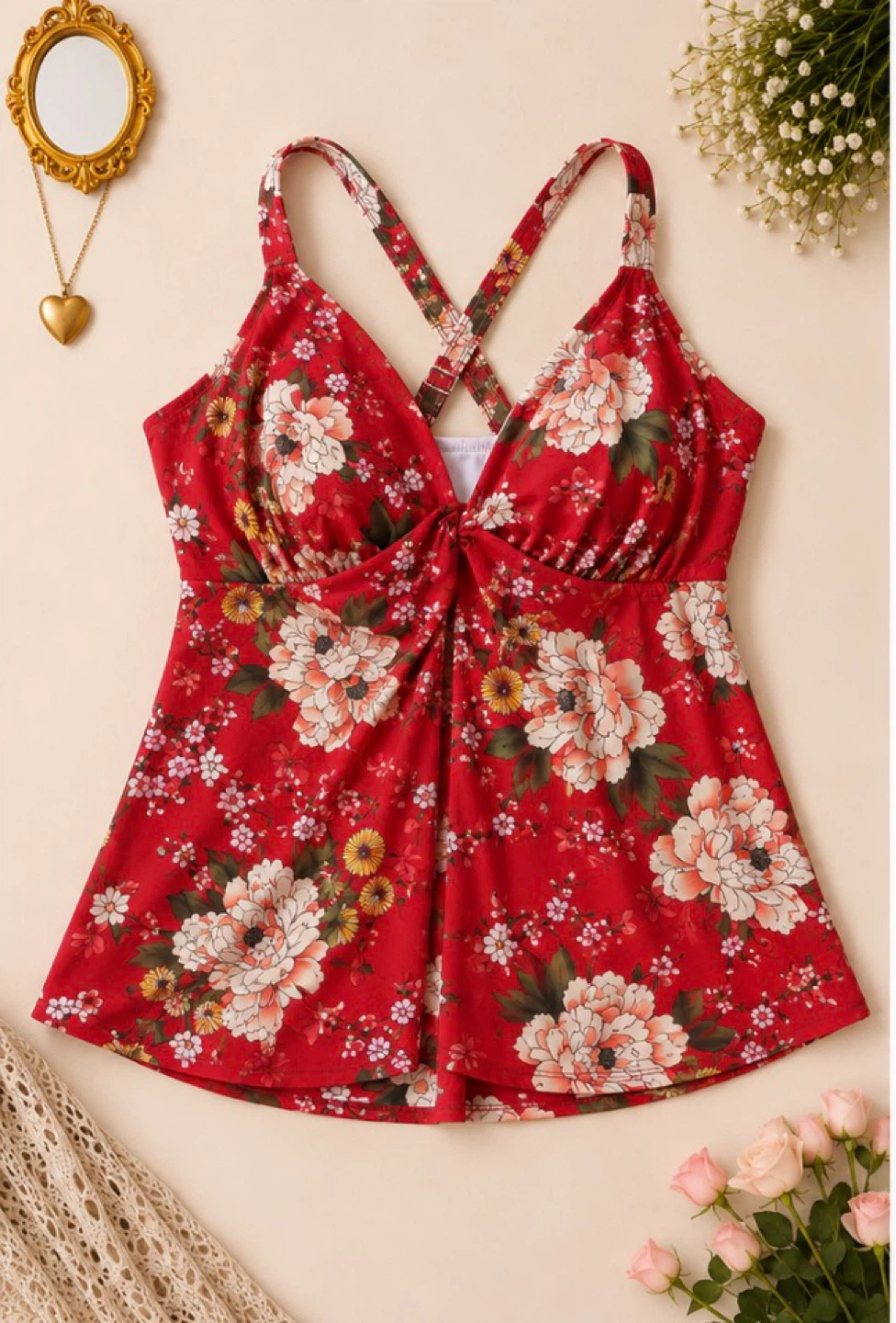 Curve Sunset Floral Tankini Swim Top – Size 18