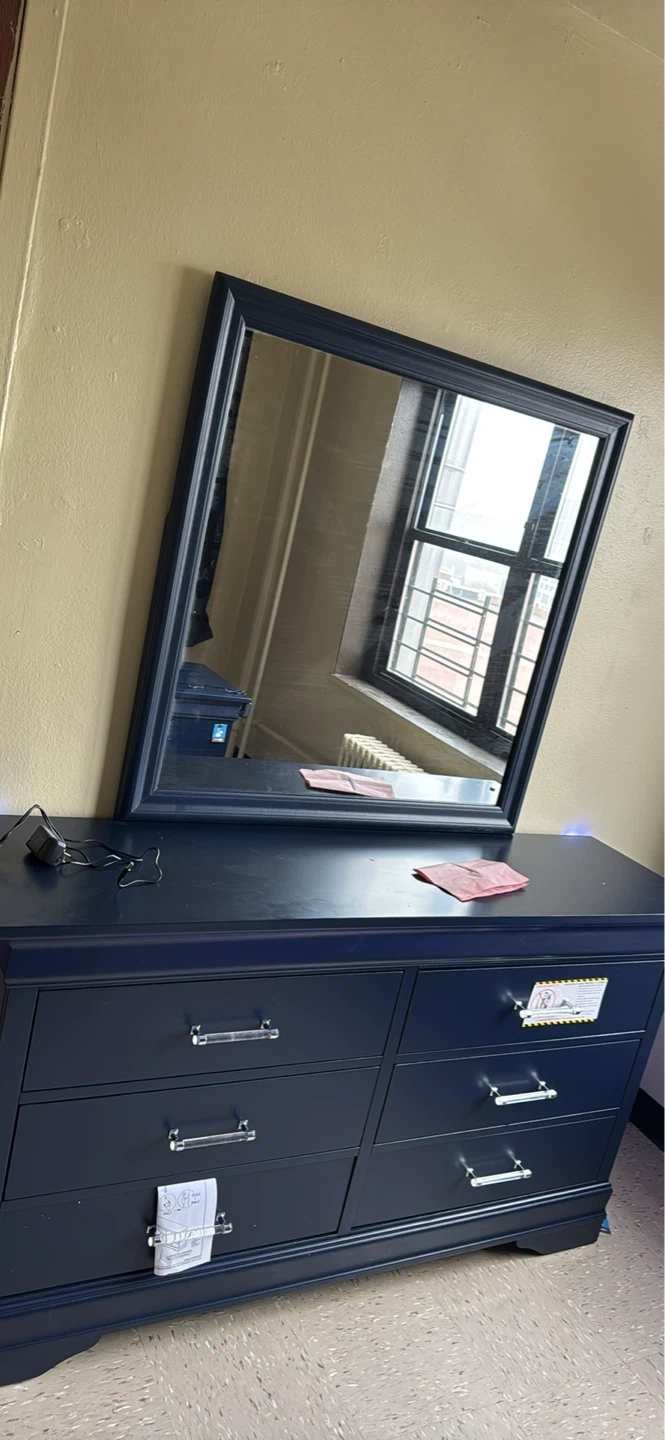 Dark Blue Dresser with Mirror - photo 4