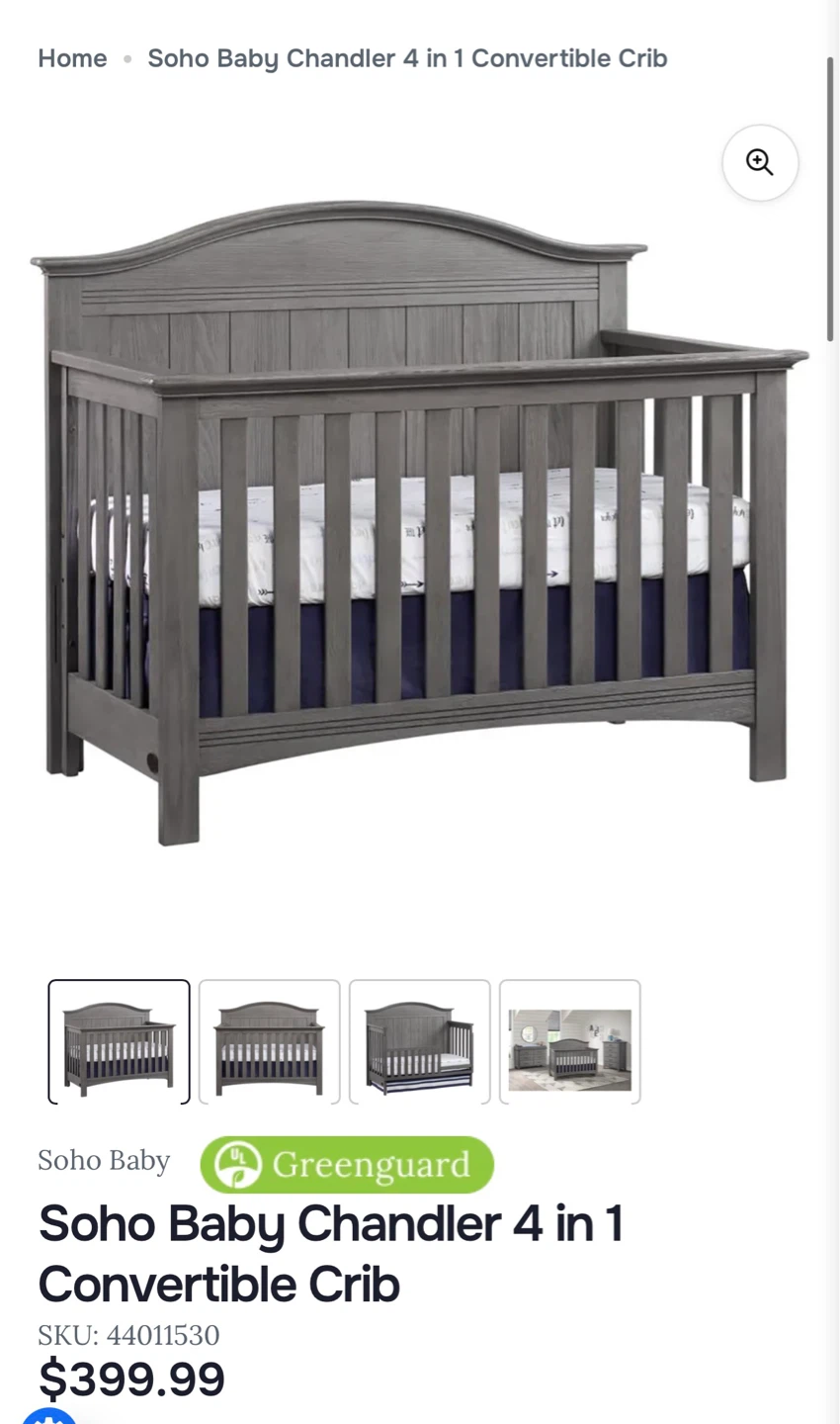 Soho Baby Chandler 4-in-1 Convertible Crib - Graphite Gray - photo 4