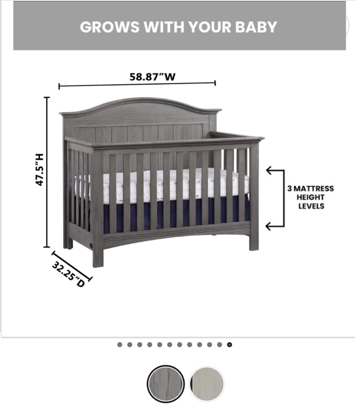 Soho Baby Chandler 4-in-1 Convertible Crib - Graphite Gray - photo 2