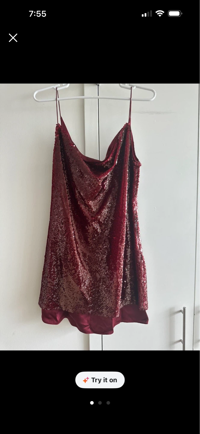 Cinq à Sept Sequin Slip Dress - Red ⚽️