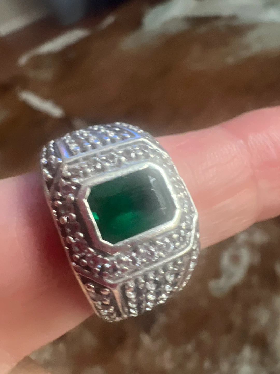 925 silver Emerald  Statement Ring - photo 2