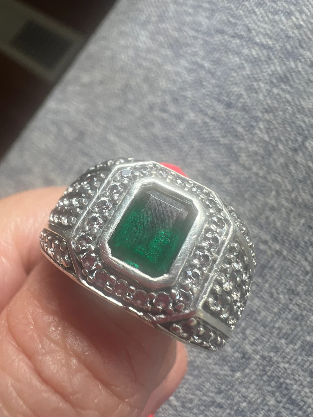 925 silver Emerald  Statement Ring - photo 3