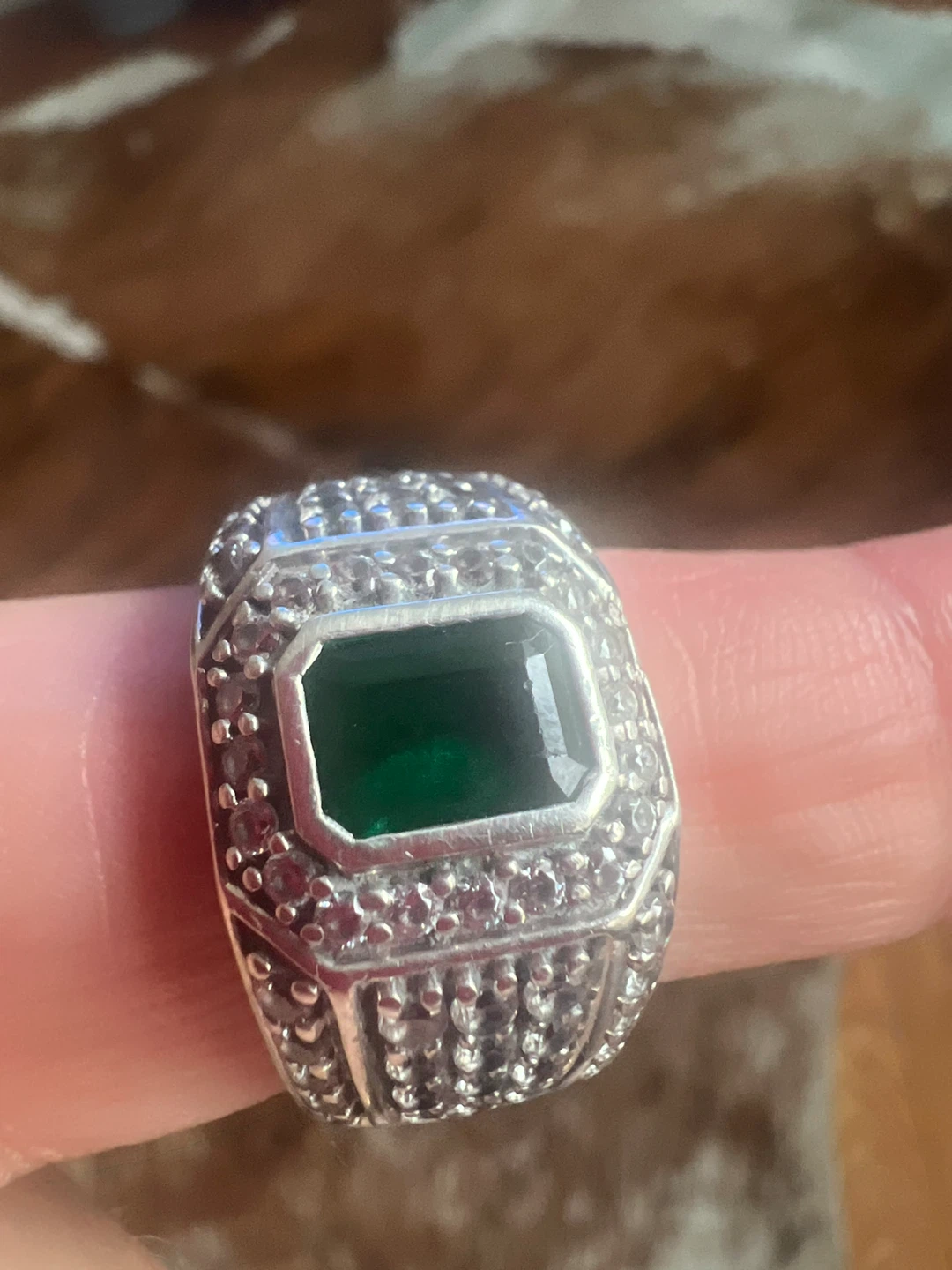 925 silver Emerald  Statement Ring